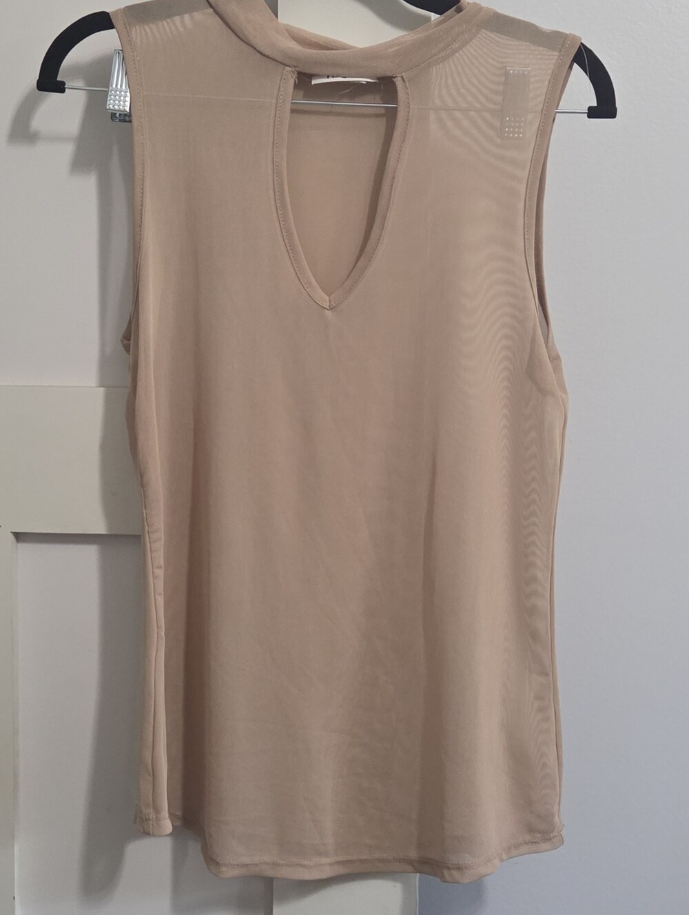 Persaya Sleeveless Keyhole Sheer Tank Top in Nude Blush
